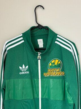 Seattle Super Sonics Adidas Originals Track Zip Up Warmup Jacket Men's Medium M